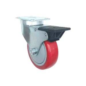 RODAJA GIRATORIA 4'' POLIURETANO ROJA CON FRENO