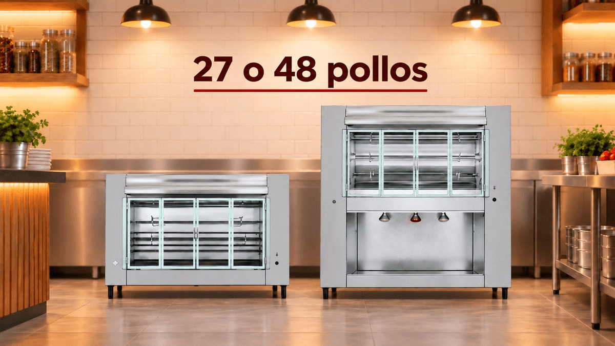 Rosticero de 27 o 48 pollos: cómo elegir el adecuado para tu negocio