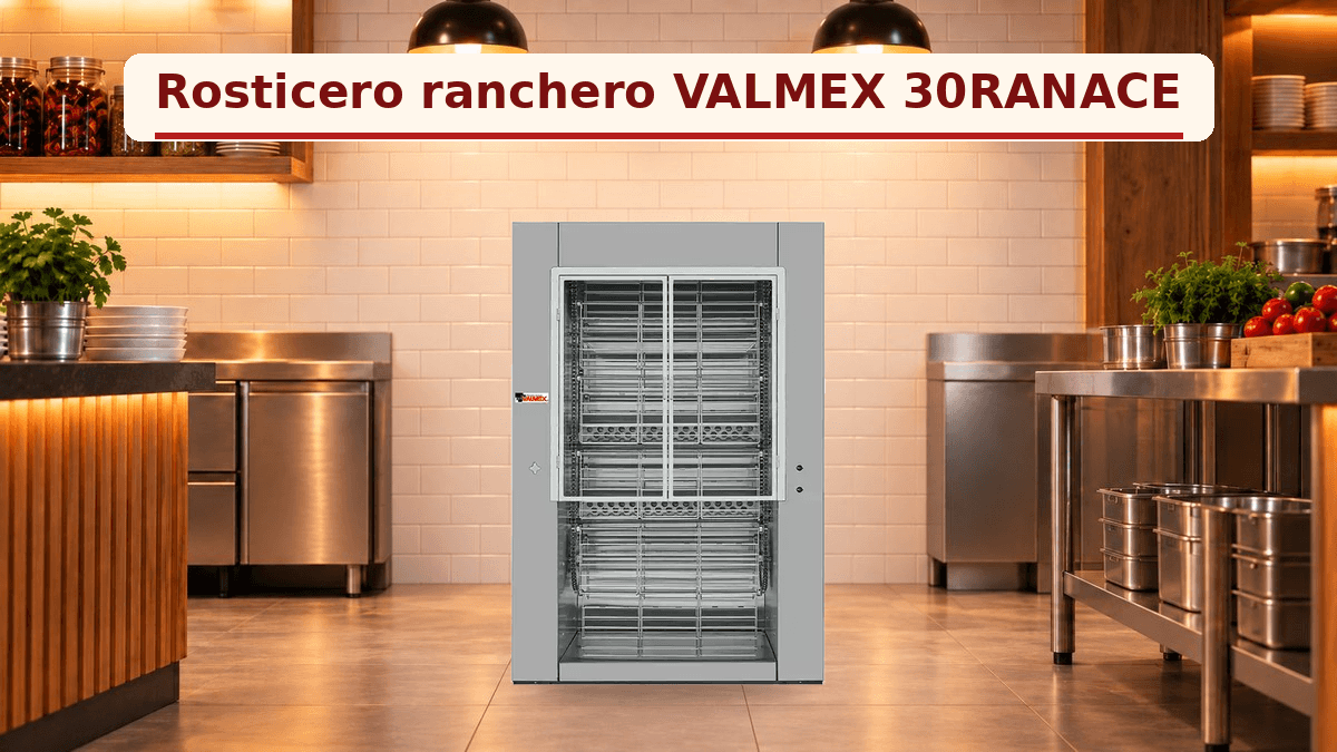 Rosticero VALMEX 30RANACE para 30 pollos abiertos estilo ranchero.